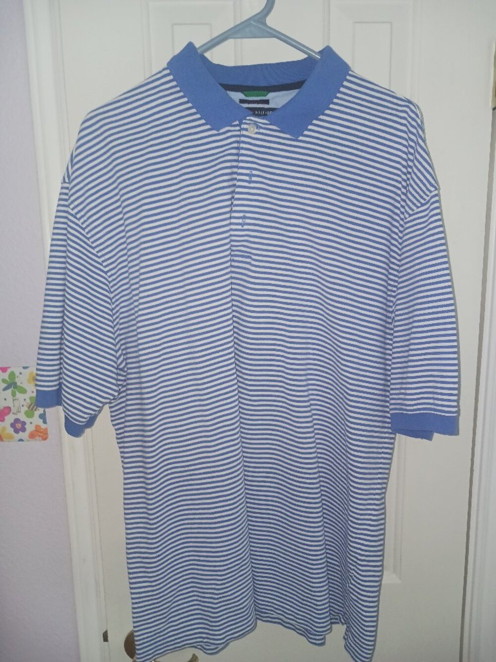 Tommy Hilfiger Golf Techno Dry Striped Polo Shirt Men's XL/XG Blue White